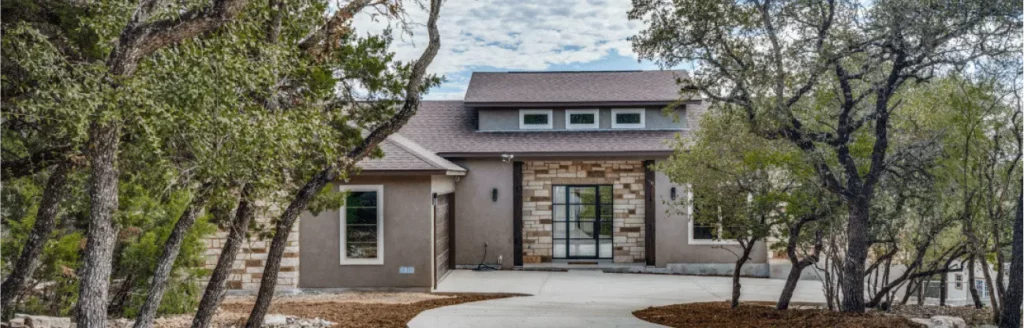 A completed, luxury, and sustainable custom home built by Key Vista Homes.
