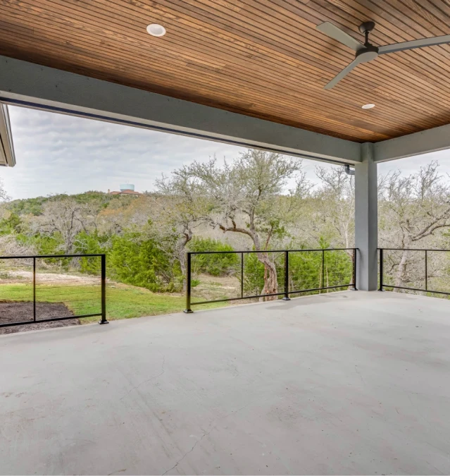 An open patio concept at a luxury home built by Key Vista Homes in San Antonio, TX.