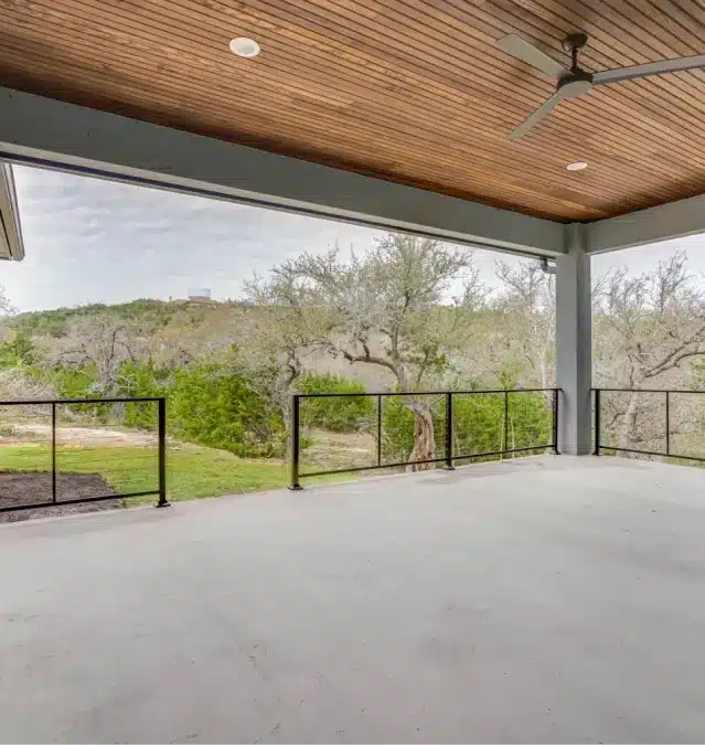 An open patio concept at a luxury home built by Key Vista Homes in San Antonio, TX.