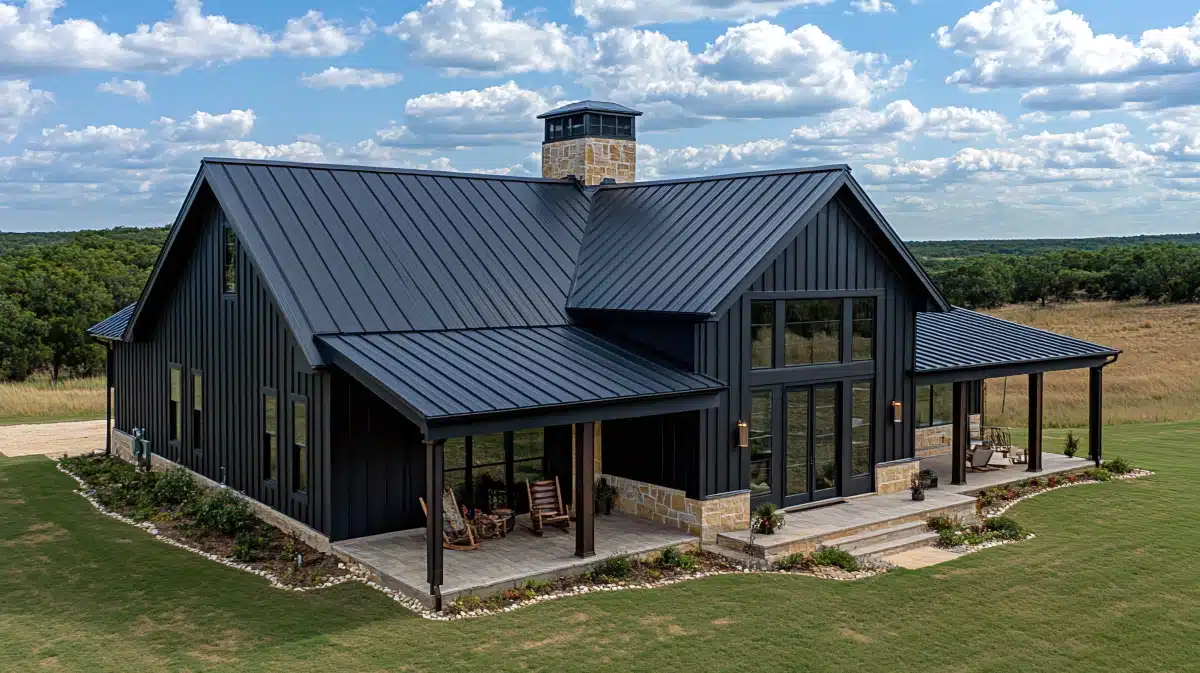 Large modern barndominium on rural land