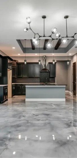 Luxury Home Builder in Boerne, TX 8 Spacious modern kitchen with glossy marble flooring